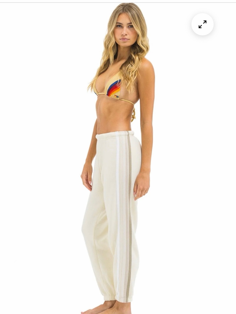 Aviator Nation Cream Side-Stripe Jogger Pants